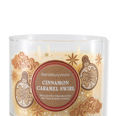 Парфумована свічка на 3 гноти Bath & Body Works Cinnamon Caramel Swirl, 411 г