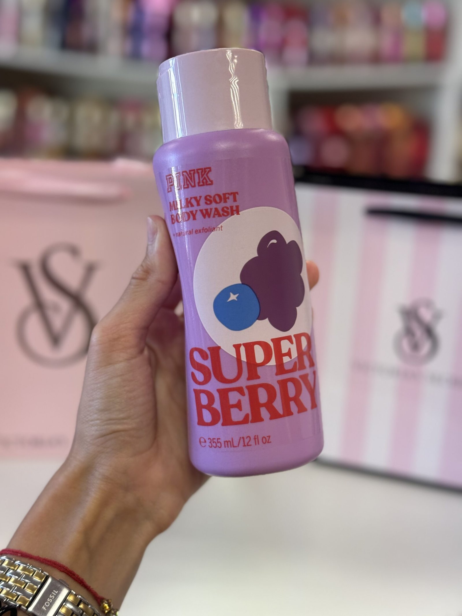 Гель для душу зі скрабуючими частинками Pink Super Berry, 355 мл (NEW) (УЦІНКА)