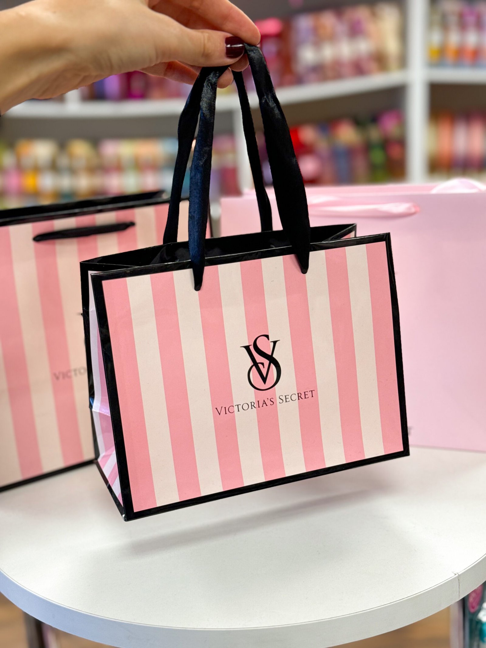 Подарунковий пакет Victoria's Secret смужка з лого (S розмір)