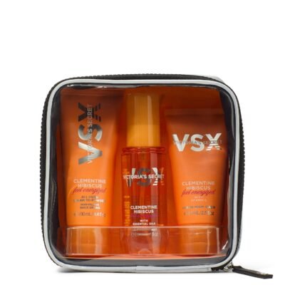 Подарунковий набір з косметичкою Victoria's Secret 3-Piece Clementine Hibiscus Feel Energized Travel Set