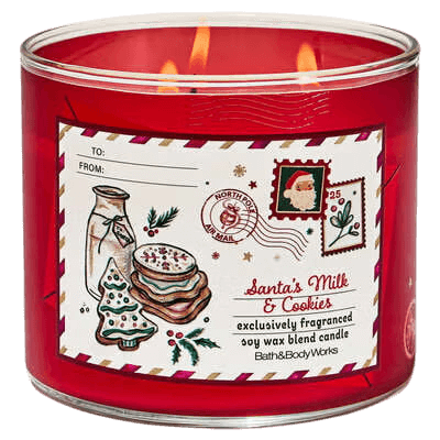 Парфумована свічка на 3 гноти Bath & Body Works Santa's Milk & Cookies, 411 г