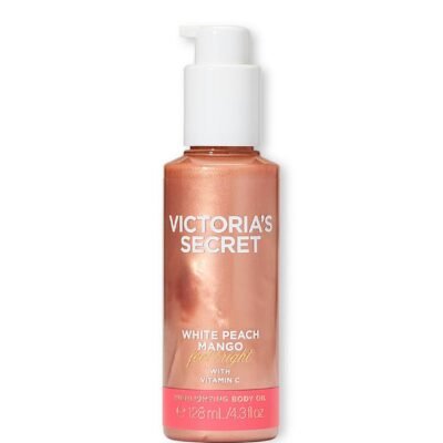 Поживна олія-бронзер для тіла шиммером Victoria's Secret Feel Bright White Peach & Mango, 128 мл
