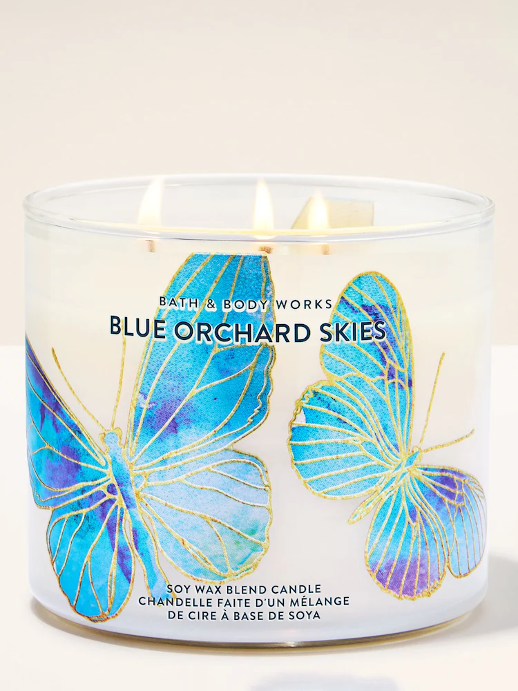Парфумована свічка на 3 гноти Bath & Body Works Blue Orchard Skies, 411 г
