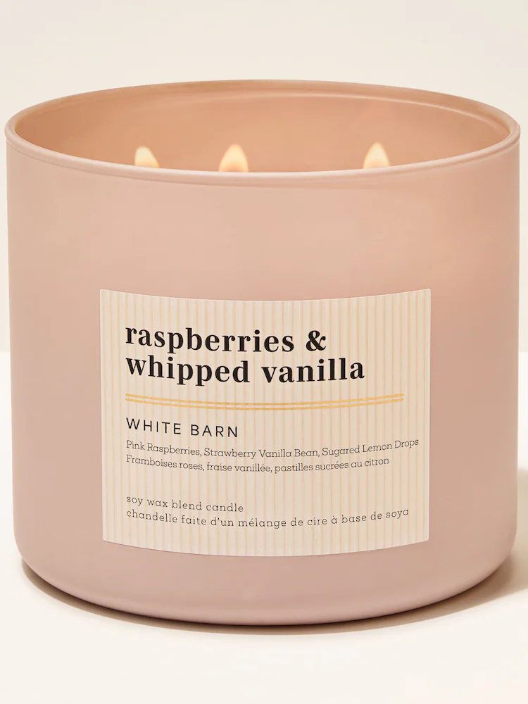 Парфумована свічка на 3 гноти Bath & Body Works Raspberries & Whipped Vanilla, 411 г