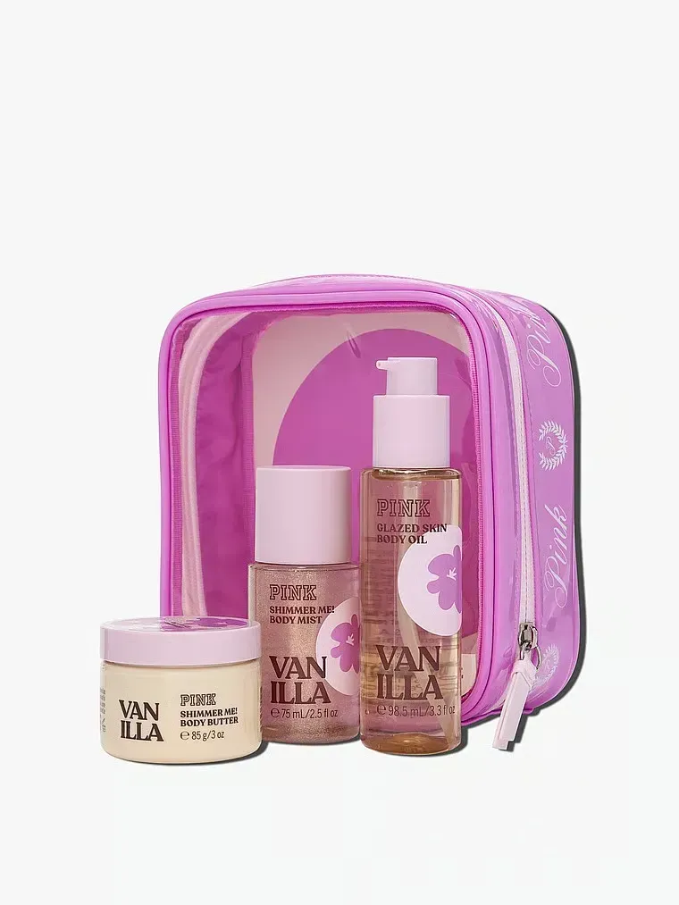 Подарунковий набір Victoria's Secret PINK Vanilla Let's Glow Away Shimmer Travel Set
