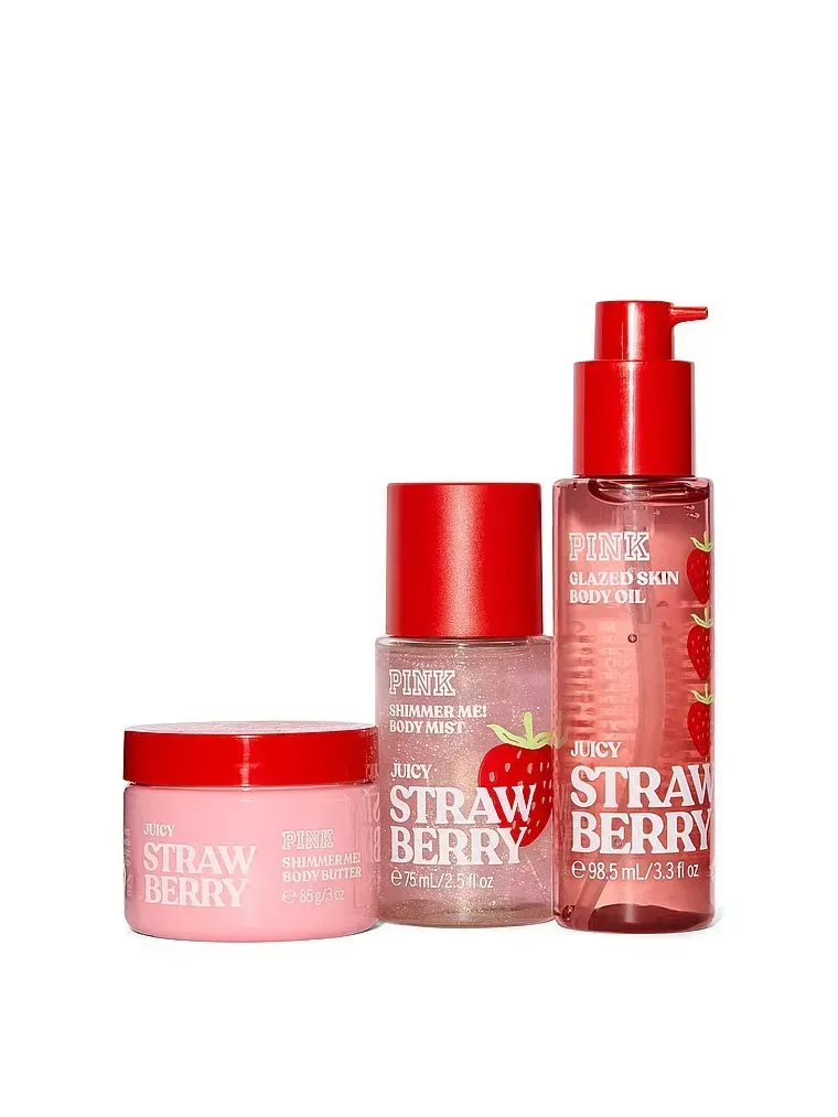 Подарунковий набір Victoria's Secret PINK Juicy Strawberry Let's Glow Away Shimmer Travel Set