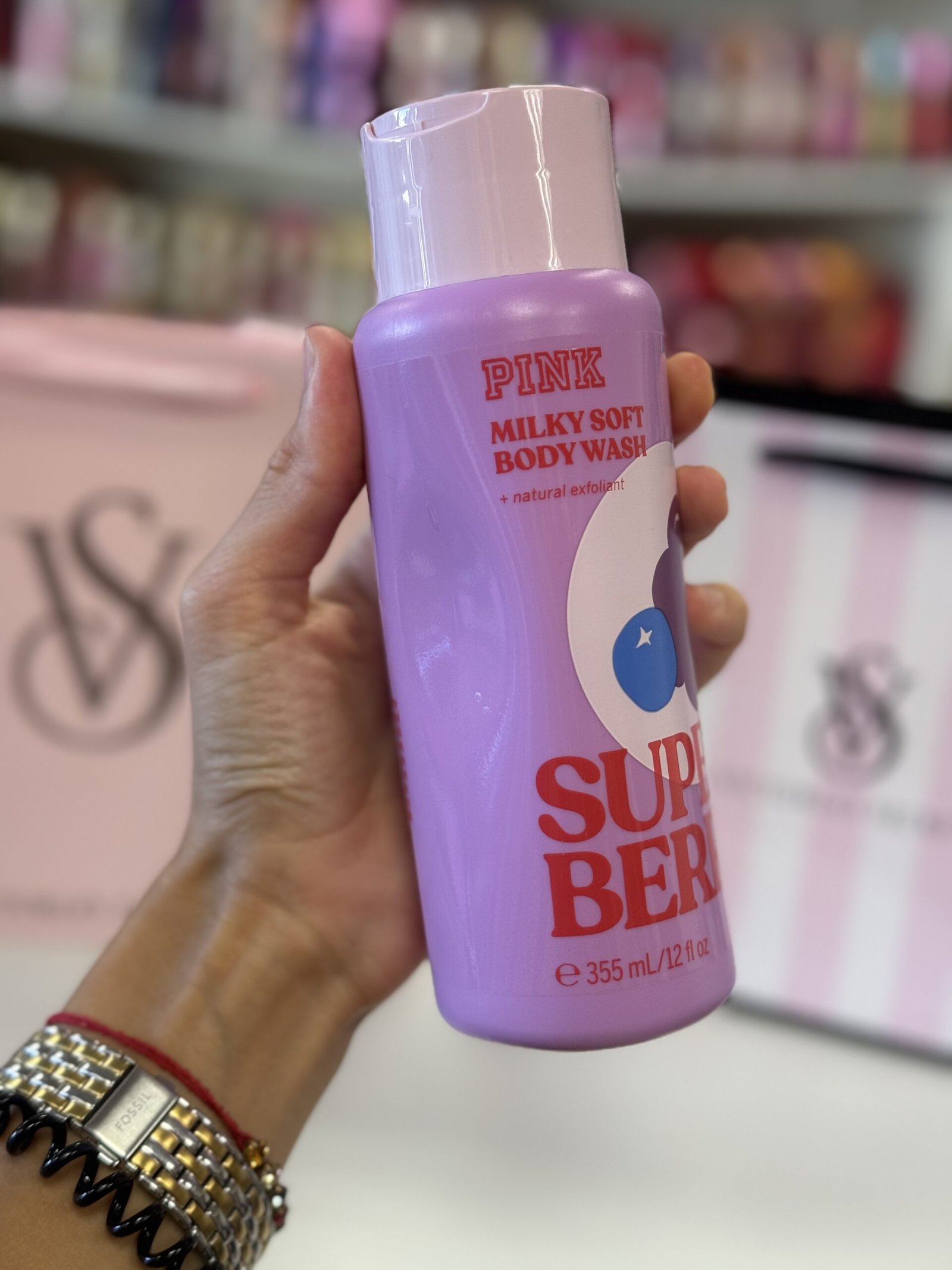 Гель для душу зі скрабуючими частинками Pink Super Berry, 355 мл (NEW) (УЦІНКА)